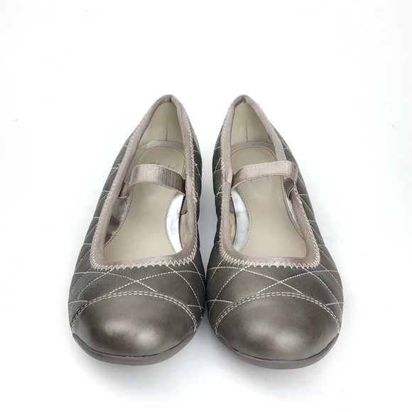 Clarks Quilted Metallic Leather Ballet Flats - Picture 2 of 7